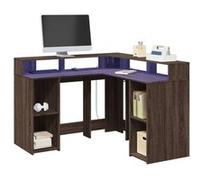 Bureau et lumières LED chêne marron bois d ingénierie