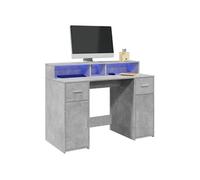 vidaXL Bureau et lumières LED Gris béton 120x55x91cm Bois d'ingénierie
