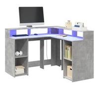 vidaXL Bureau avec LED – Gris béton 130x130x91 cm – Bois d'ingénierie