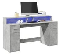 vidaXL Bureau avec lumières LED Gris béton 160x55x91 cm Bois d'ingénierie
