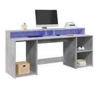 Bureau et lumières LED gris béton 200x55x91cm bois d ingénierie