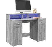 vidaXL Bureau et lumières LED sonoma gris 120x55x91cm bois ingénierie