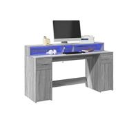 vidaXL Bureau Sonoma gris avec lumières LED 160x55x91 cm bois ingénierie