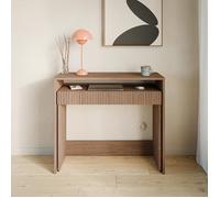 Bureau extensible avec 1 tiroir et cannelures - ZOOM - 98 cm - chêne casella brun