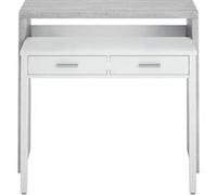 Bureau extensible CLEA 2 tiroirs L99cm - Blanc et béton Blanc/béton G