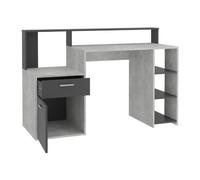 FMD Möbel – Bureau BOLTON avec réhausse et rangements – Gris béton/antracite – L138,5×H91,6×P53,5cm