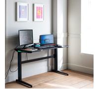 Happy Garden Bureau gamer Alice LED – Noir – 7 couleurs LED – Pieds en T en métal noir