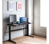 Happy Garden Bureau gamer Alice LED – Noir – 7 couleurs LED – Pieds en T en métal noir