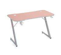 Bureau gamer AMS-GAMING DESK120Z-PINK avec finition rose - Largeur 1m20 - Style carbone - Porte gobelet & casque
