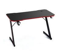Bureau gamer AMS-GAMING DESK120Z-RED avec finition rouge - Largeur 1m20 - Style carbone - Porte gobelet & casque