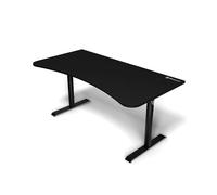 Bureau Gamer Arozzi Arena Large - 160x82 cm - Bureau Gaming à Hauteur Réglable avec Rangement pour Câbles et Support Triple Écran - Tapis de Souris Lavable Intégral - Noir Intense