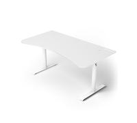 Bureau Gamer Arozzi Arena Large - 160x82 cm - Bureau Gaming à Hauteur Réglable avec Rangement pour Câbles et Support Triple Écran - Tapis de Souris Lavable Intégral - Blanc Pur