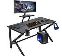 Bureau Gaming 100x55cm, Table Gaming Noir en Forme de K, Ergonomique | Fibre de Carbone, design compact, Support de Moniteur, Gamer Desk
