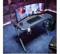 Bureau Gaming de Jeu Bureau Gamer pro surround RVB 120x60x75cm Table de Gaming Noir - SIRHONA