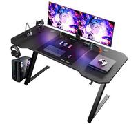 Bureau Gaming - GTPLAYER - 120x60 cm - Plateau fibre de carbone antidérapant - Pieds acier en Z - Accessoires inclus