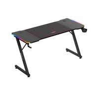 Bureau gaming HUZARO HERO 3.3 LED RVB Noir, 140x60x74cm, Panier à boissons, Crochet casque, Pc gaming, Bureau Gamer