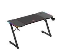 Bureau gaming HUZARO HERO 3.3 LED RVB Noir, 140x60x74cm, Panier à boissons, Crochet casque, Pc gaming, Bureau Gamer