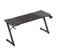 Bureau gaming HUZARO Hero 4.8 Noir RGB - Éclairage LED, Plateau 160 cm, Finition carbone, Supports casque et gobelet, Ergonomique