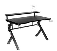 Huzaro Bureau gaming Hero 5.0 – 120×60 cm – Plateau carbone – Crochet casque & porte-gobelet – Noir