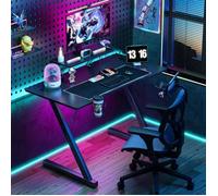 Bureau gaming - LDSZXNE - bureau gamer Fibre de Carbone - L 100 x P 54.5 x H 75 cm - Forme de Z pour Jeu - Noir