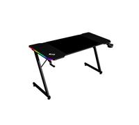 Bureau Gaming Mars Gaming MGDX140RGB 140x60cm Fibre Carbone Noir, Cadre Acier Noir, ARGB, Porte-Casque/Boisson, Gestion Câbles, Charge 100kg