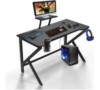 Bureau gaming - Noir - Forme de K - Porte-gobelet et Crochet pour Casque