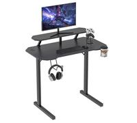 Bureau gaming Noir - K Ergonomic - Plateau en Fibre de carbone - Support d'écran - 100x55x75cm - Gaming Rack