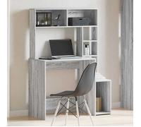 Bureau Gris, CLOUD, Table à écrire, Pour 1 personne, avec étagères, sonoma gris 100x45x140cm ,bois d'ingénierie BBB761