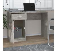 Bureau Gris, CLOUD, Table à écrire, Pour 1 personne, avec tiroir, et armoire Gris béton 100x40x73 cm BBB330