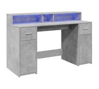 Bureau Gris, CLOUD, Table à écrire, Pour 1 personne, et lumières LED, gris béton 140x55x91cm ,bois d'ingénierie BBB148