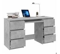 Bureau Gris, CLOUD, Table à écrire, Pour 1 personne, Gris béton 140x50x77 cm ,bois d'ingénierie BBB385