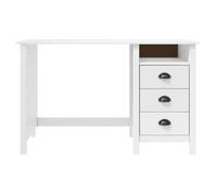 Bureau Hill avec 3 tiroirs Bois pin massif - vidaXL - bois de pin massif - blanc - 3 tiroirs - 1 étagère - 120 x 50 x 74 cm 735eej54