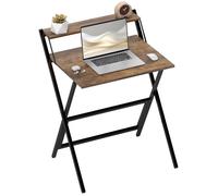 Bureau - HOMCOM - pliable - 65,5 x 45 cm - étagère de rangement - pour chambre, petits espaces - brun rustique