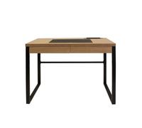 Home Deco Factory – Bureau HD3722 bois/métal avec tiroir – 100x50.3x74 cm – Couleur naturelle