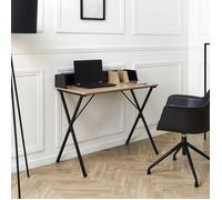 HOME DECO FACTORY – Bureau Brice – Industriel épuré, rangement optimisé – 90x50 cm – Noir