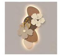 Bureau Horloges murales 3D suspendues, Sculpture d'art, peinture en grès | Applique murale à grandes fleurs avec horloge(Bruin,XL)