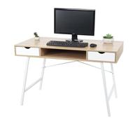 Bureau HWC-E92, table d'ordinateur, structure 3D 120x60cm brun naturel, blanc