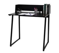 Bureau HWC-K69, table pour ordinateur portable bureau, 82x51cm structure 3D, métal MDF noir