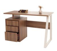 Bureau HWC-O32, table d'ordinateur, table de travail, tiroir, bois mélaminé, 77x118x58cm brun