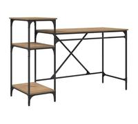 Bureau industriel avec étagères - vidaXL - 135x50x90 cm - Chêne artisanal - Bois d'ingénierie - 3 étagères