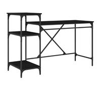 Bureau industriel avec étagères - vidaXL - Chêne Noir - Bois d'ingénierie - 135x50x90 cm - 3 étagères