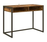 Bureau industriel en bois d'ingénierie - vidaXL - Chêne fumé - 100x50x75 cm - Pieds en acier - Style loft urbain
