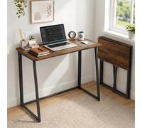 Bureau industriel pliable marron rustique pour bureau à domicile, table console simple pour loft, 80 x 40 x 74 cm, design compact
