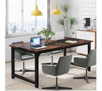 Bureau Industriel TRIBESIGNS - Table de Bureau Informatique - 160 x 80 x 75 cm - Pieds en métal - Marron Rustique et Noir