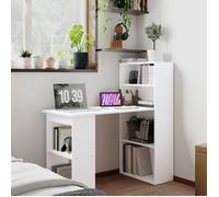 Bureau Informatique 120L x 55l x 120H cm bibliothèque adjacente Multi-rangements Blanc