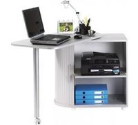 Bureau Informatique Alu Table Pivotante et Rangement - Aluminium - L 105 x l 55 x H 74.7 cm Blanc G