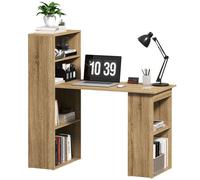 Bureau Informatique avec étagère de rangement Bureau d'angle bibliothèque adjacente Multi-rangements Chêne