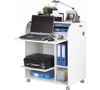 Bureau Informatique Blanc à Roulettes - Fée 217 - L 79.2 x l 53.2 x H 93.8 cm Blanc G