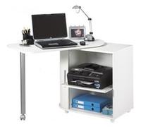 Bureau Informatique Blanc et Table Pivotante - Blanc - L 105 x l 55 x H 74.7 cm Blanc G