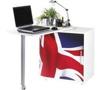 Bureau Informatique Blanc et Table Pivotante - Drapeau anglais 701 - L 105 x l 55 x H 74.7 cm Blanc G